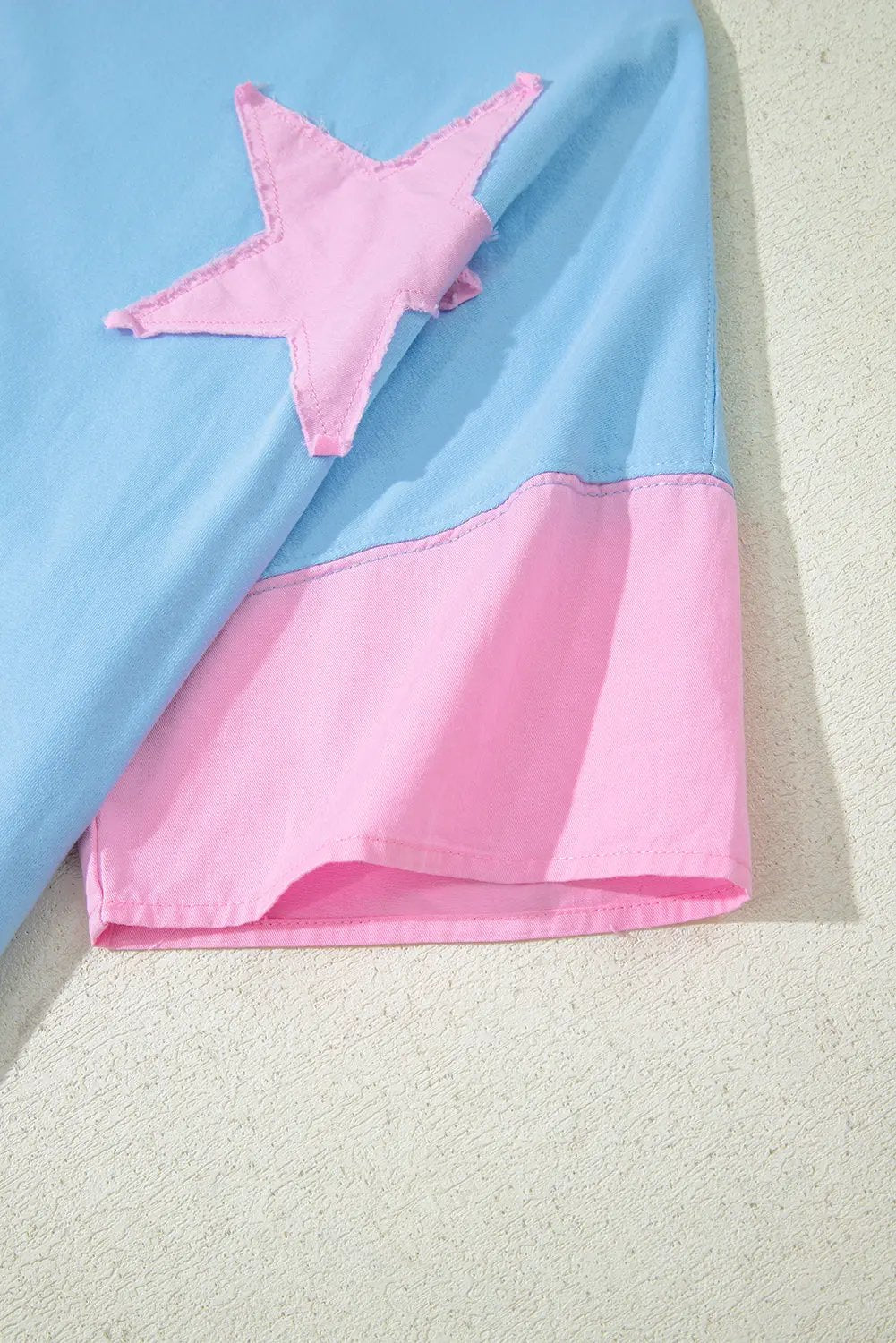 Myosotis Frayed Denim Star Patched Oversize T Shirt Love Salve